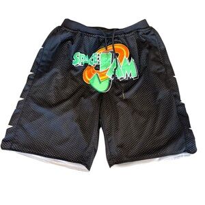 Just Don Space Jam Black Shorts With Zippered Back Pockets Mens Medium